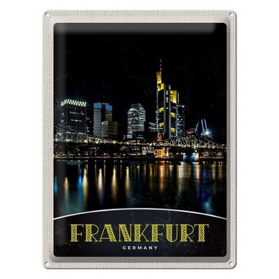 Cartel de chapa viaje 30x40cm Puente nocturno de Frankfurt DE
