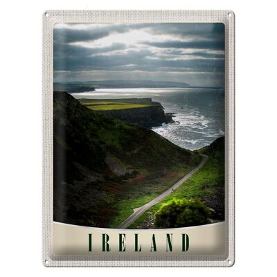Cartel de chapa de viaje, 30x40cm, Irlanda, Europa, pradera, montañas, mar, naturaleza