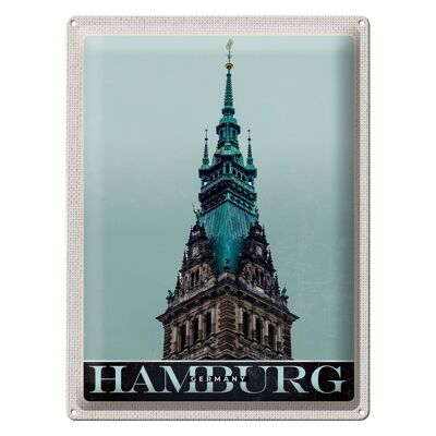 Cartel de chapa de viaje, 30x40cm, Hamburgo, Alemania, arquitectura de la iglesia