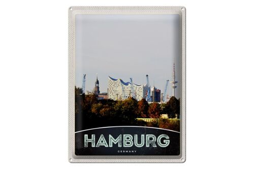 Blechschild Reise 30x40cm Hamburg Stadt Deutschland Hafen Natur