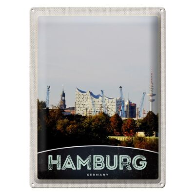 Cartel de chapa de viaje, 30x40cm, ciudad de Hamburgo, Alemania, puerto, naturaleza