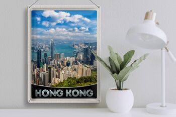 Panneau de voyage en étain, 30x40cm, gratte-ciel de la ville de Hong Kong, gratte-ciel 3