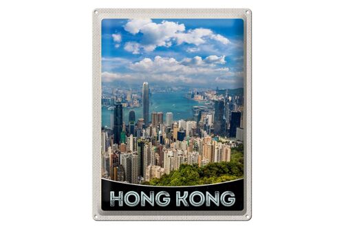 Blechschild Reise 30x40cm Hong Kong City Wolkenkratzer Hochhaus