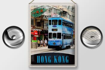 Panneau en étain voyage 30x40cm, Hong Kong Tram City asie 2