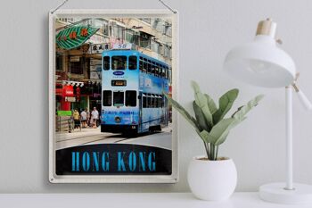 Panneau en étain voyage 30x40cm, Hong Kong Tram City asie 3