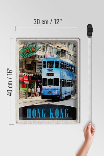 Panneau en étain voyage 30x40cm, Hong Kong Tram City asie 4