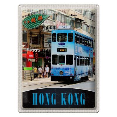 Blechschild Reise 30x40cm Hong Kong Straßenbahn Stadt City Asien