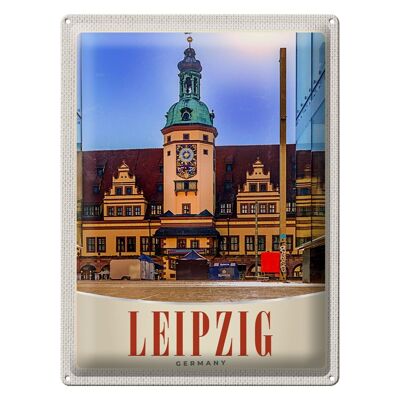 Cartel de chapa de viaje, 30x40cm, Leipzig, Alemania, arquitectura de la iglesia