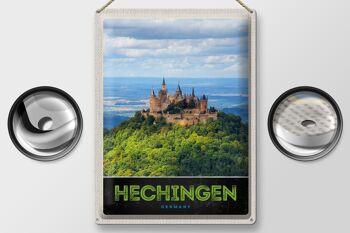 Panneau en étain voyage 30x40cm, vue sur Hechingen, château de Hohenzollern 2