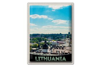 Panneau en étain voyage 30x40cm, vue sur la visite de la ville de vacances en Lituanie 1