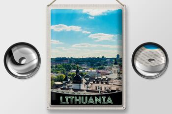 Panneau en étain voyage 30x40cm, vue sur la visite de la ville de vacances en Lituanie 2