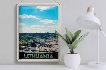 Panneau en étain voyage 30x40cm, vue sur la visite de la ville de vacances en Lituanie 3