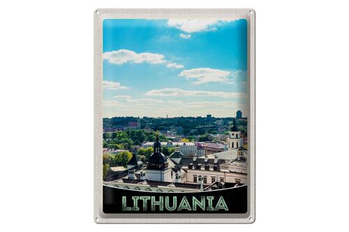 Blechschild Reise 30x40cm Aussicht auf Litauen Urlaub Stadttour