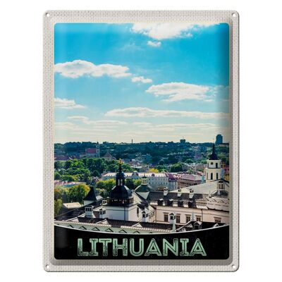Targa in metallo da viaggio 30x40 cm Veduta del tour della città per le vacanze in Lituania