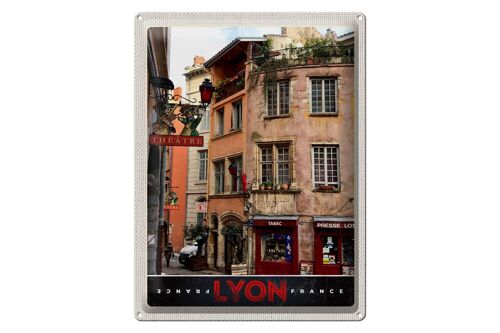 Blechschild Reise 30x40cm Lyon Stadt Frankreich Tabak Theater