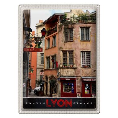Cartel de chapa de viaje, 30x40cm, ciudad de Lyon, Francia, teatro del tabaco