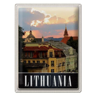 Targa in metallo da viaggio 30x40 cm Lituania Edificio dipinto