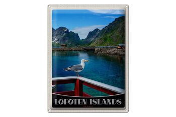 Panneau de voyage en étain, 30x40cm, île Lofoten, norvège, maison fluviale 1