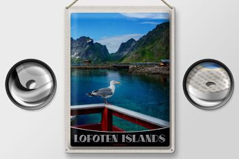 Panneau de voyage en étain, 30x40cm, île Lofoten, norvège, maison fluviale 2