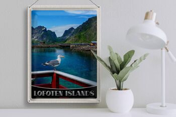 Panneau de voyage en étain, 30x40cm, île Lofoten, norvège, maison fluviale 3