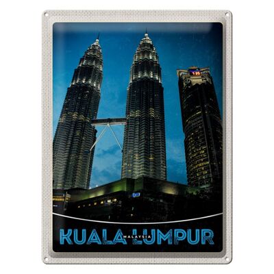 Targa in metallo da viaggio 30x40 cm Grattacielo Kuala Lumpur Malesia