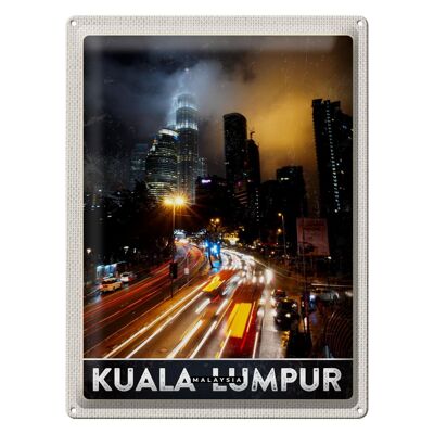 Targa in metallo da viaggio 30x40 cm Kuala Lumpur Malesia Asia Notte
