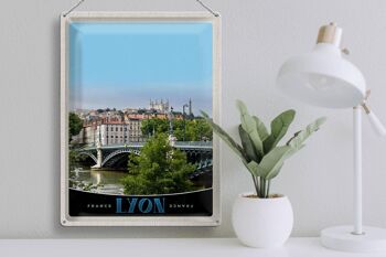 Panneau en étain voyage 30x40cm, pont de Lyon, France, château de rivière 3