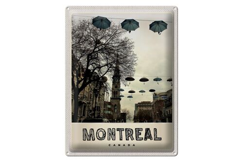 Blechschild Reise 30x40cm Montreal Kanada Europa Regenschirm