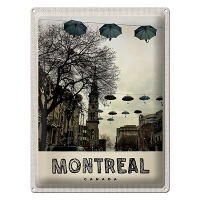 Blechschild Reise 30x40cm Montreal Kanada Europa Regenschirm