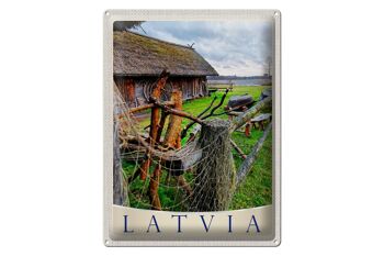 Panneau en étain voyage 30x40cm, Lettonie, chalet naturel, vacances en Europe 1