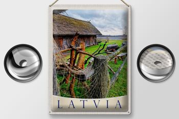 Panneau en étain voyage 30x40cm, Lettonie, chalet naturel, vacances en Europe 2