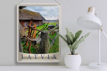 Panneau en étain voyage 30x40cm, Lettonie, chalet naturel, vacances en Europe 3