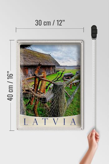 Panneau en étain voyage 30x40cm, Lettonie, chalet naturel, vacances en Europe 4