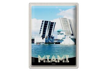 Panneau de voyage en étain, 30x40cm, Miami, amérique, états-unis, pont, navires, mer 1