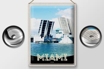 Panneau de voyage en étain, 30x40cm, Miami, amérique, états-unis, pont, navires, mer 2