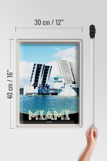 Panneau de voyage en étain, 30x40cm, Miami, amérique, états-unis, pont, navires, mer 4