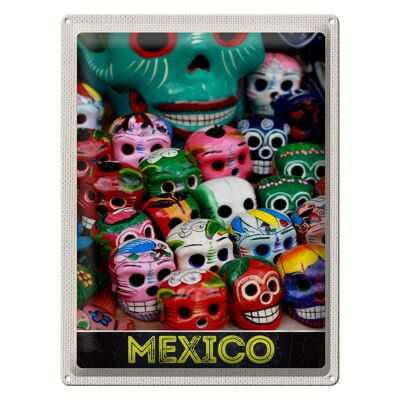 Targa in metallo da viaggio 30x40 cm Messico America USA teschi colorati