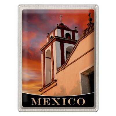 Cartel de chapa de viaje, 30x40cm, México, América, EE. UU., Iglesia de la Edad Media