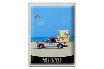 Panneau en étain de voyage 30x40cm, voiture de sauvetage en océan, Miami, états-unis, amérique 1