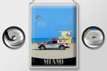 Panneau en étain de voyage 30x40cm, voiture de sauvetage en océan, Miami, états-unis, amérique 2