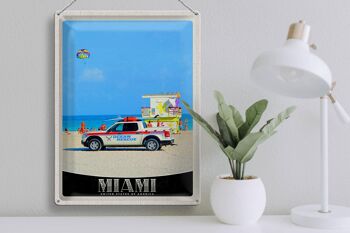 Panneau en étain de voyage 30x40cm, voiture de sauvetage en océan, Miami, états-unis, amérique 3