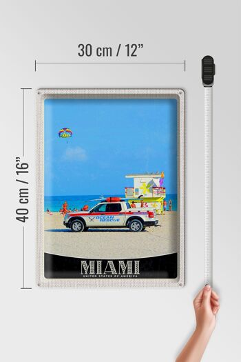 Panneau en étain de voyage 30x40cm, voiture de sauvetage en océan, Miami, états-unis, amérique 4