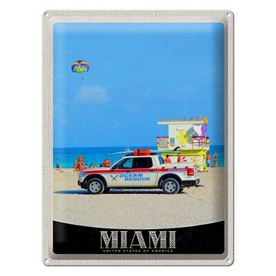Cartel de chapa de viaje, 30x40cm, Miami, EE. UU., América, Ocean Rescue Car