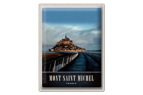 Blechschild Reise 30x40cm Mont Saint Michel Frankreich Burg