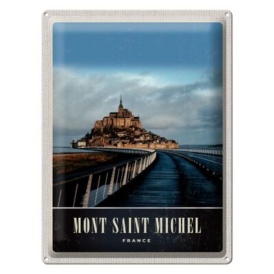 Blechschild Reise 30x40cm Mont Saint Michel Frankreich Burg