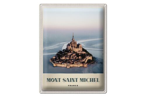 Blechschild Reise 30x40cm Mont Saint Michel Frankreich Stadt