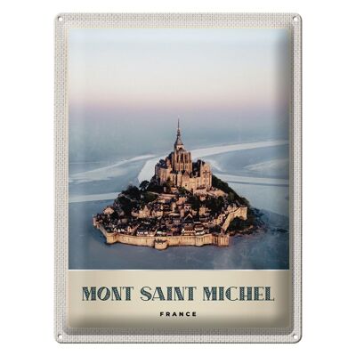 Blechschild Reise 30x40cm Mont Saint Michel Frankreich Stadt
