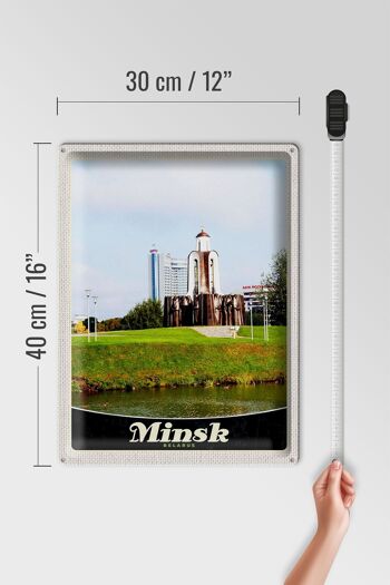 Signe en étain voyage 30x40cm, Sculpture de la rivière Minsk, biélorussie, vacances 4