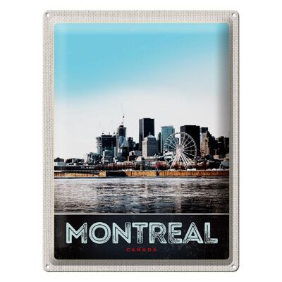 Cartel de chapa de viaje, 30x40cm, Montreal, Canadá, noria, río, ciudad