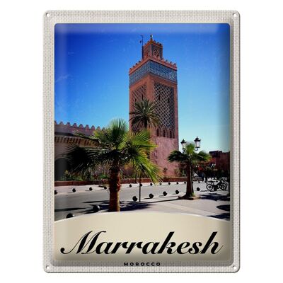 Cartel de chapa de viaje 30x40cm Marrakech Marruecos cultura mezquita